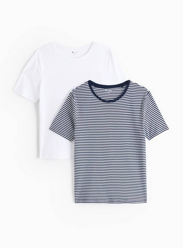 White & Navy Stripe Slim Fit T-Shirt 2 Pack 10